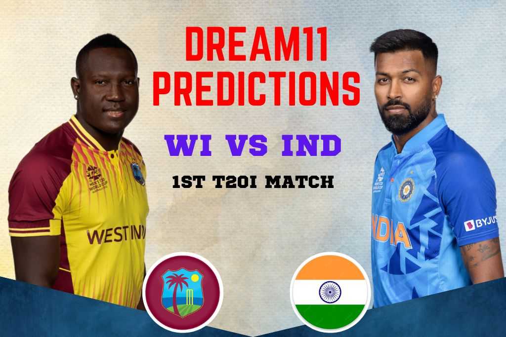 WI vs IND Dream11 Predictions 1st T20I Match
