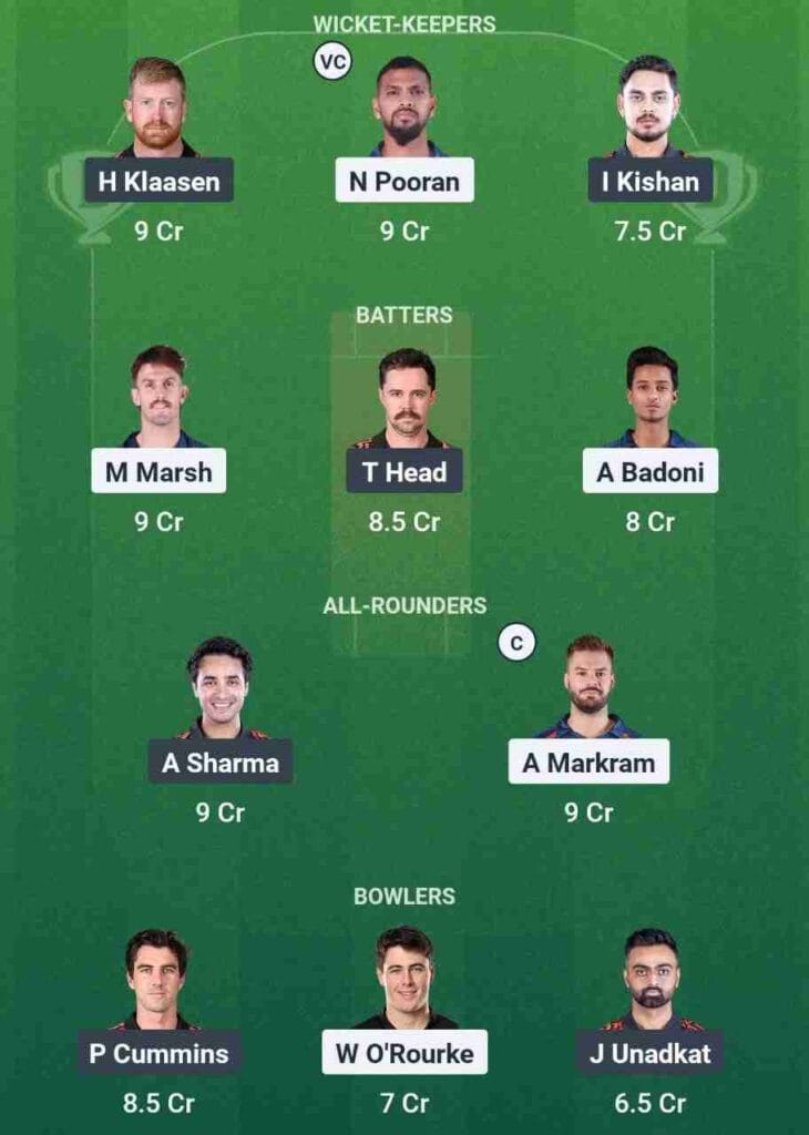 LSG vs SRH Dream11 Prediction Team
